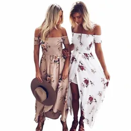 Kvinnor utanför axel blommig tryck boho dr kvinnor strand sommar dres damer strapl lg maxi dr vestidos kvinnlig xs-5xl z2wt#