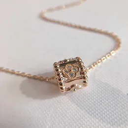 Designer Brand Version Gloden Fantasy 18K Rose Gold Diamond Diamond Lucky Clover Kaleidoscope Necklace