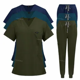oversized Nurse Uniforms Beauty Sal Spa Workwear Fi Jogger Suit Pet Hospital Doctor Scrubs Set Women Men Medical Clothes p3El#