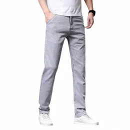 2022 Серый Regular Fit Straight Cott Stretch Мужские джинсы Busin Jeans Мужская уличная одежда Негабаритные джинсы Мужская одежда w8Eh #