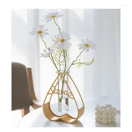 VASES CREATIVES HYDROPONIC GLASS TEST-TUBE VASE DESKTOP ORNAMNENTSリビングルームテーブルデコレーションクラフト使いやすい14 x 5.5 18.5cm