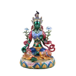 Decorative Figurines Home Decoration Ornaments Exhibits China Collectible Alloy Hand Color Drawing Buddha Statue Jewelry Box