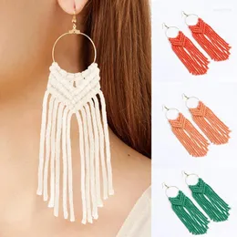 Dangle Earrings Tassel Macrame For Women Handmade Cotton Weaving Multi Colors Wild Summer Holiday Jewelry Female Boho Accessories