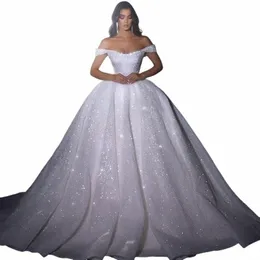 الترتر الفاخر قبالة الكتف الحبيب عرس Dres لسيدة دبي مصممة فساتين الزفاف اللامعة الطيات Amanda Novias 2024 W0JH#