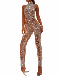 Brzing overaller för kvinnor ärmfest kväll bodysuit backl mesh playsuits kvinnor kläder traf ropa mujer jumpsuits l4ey#