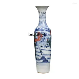 Vasi Vaso da pavimento in ceramica Jingdezhen 1,8 M Soggiorno dipinto a mano e decorazione di apertura El Company Grandi decorazioni