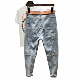 Luxus Neue Slim Fit Jeans für Männer Casual Denim Hosen mit Elastischen Bündchen für Frühling und Herbst WEC Cargo Hip Hop Jeans Mann 97M3 #