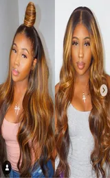 427 OMBRE Hightlight Blonde Brazilian Remy Human Hair Lace Front Wigs for Black Women Baby Hair Preucked 134 Bleached Knots8000077
