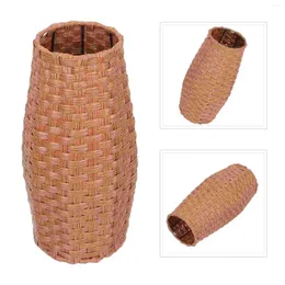 VASES VICKER VASE WOVEN FLOWER BASKET VINTAGE RATTANデスクトップストレージコンテナ家装飾のための素朴な農家テーブル茶色