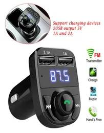 X8 FM 송신기 보조 모듈레이터 블루투스 핸즈카 키트 자동차 O MP3 플레이어 31A 빠른 충전 듀얼 USB 자동차 충전기 ACCES6128074