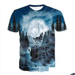 T-shirt da uomo T-shirt da uomo New Wolf Print Shirts 3D Novità Animal Tops Tees Maschile Manica corta Estate O-Collo Magliette Drop Delivery Ap Dhyhc