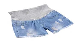 2018 sommer Mode Mutterschaft Shorts Elastische Taille Bauch Denim Shorts Kleidung für Schwangere Frauen Ripped Loch Schwangerschaft9718434