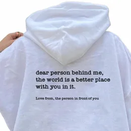 fi Slogan Dear Pers Behind Me Hoodies für Männer Frauen Einfache Persalised Lose Plus Größe Streetwear Weiß Sweatshirts Männlich Y1BM #