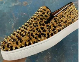 Casual Shoes Leopard Print Gold Rivet Designer Sneakers Fashion Men's Nightclub Women Loafer