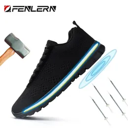 Boots Fenlern Indestructible Safety Shoes Men Slip Resistant Steel Toe Shoes Women Lightweight Breathable Sneakers Male Work Shoes