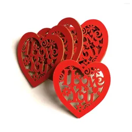 Decorative Figurines 10Pcs Heart Shape Cut Wood Hollow Embellishment Letter Discs Unfinished Cutout For Crafts DIY Decoration
