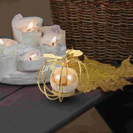 Ljushållare står litet hållare ljusstake pumpa glas tacksägelse te ljus dekorativa ornament jul matbord