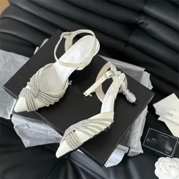 Designer Sandals High Heels Women's Wedding Shoes Summer Leather Sexy Women's Shoes Diamond Stilettos Brand High-end Shoes 2024