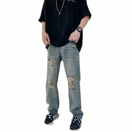 2022 nuovi jeans da uomo streetwear indossati Wed dritto ragazzi larghi jeans strappati per gli uomini pantaloni in denim pantaloni casual a figura intera h9dF #