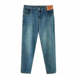 hösten 100 kg hög midja stretch denim harem byxor plus storlek kvinnors casual fi etikett ankel längd jeans c3zl#