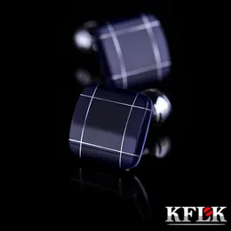 KFLK Jewelry Fashion Shirt Cufflinks for Mens Gift Cuff Links Buttons Blue Quality High