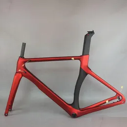 Bicicleta Fios Seraph Novo quadro de estrada Aero TT-X3 Fibra de carbono T800 Pintura vermelha personalizada Matte BB86 Tire 700x28c Discurso de freio Discurso DRESSIONAÇÃO DHCSU