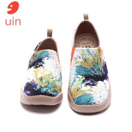 Sapatos casuais UIN feminino leve deslizamento em tênis andando apartamentos flor arte pintada viagem oopsie margarida