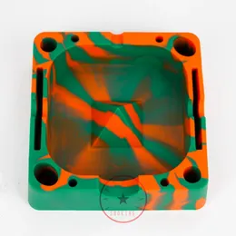 Smoking Colorful Silicone Square Style Ashtray Desktop Tobacco Cigarette Tips Support Bong Oil Rig Dabber Portable Container Cigar Holder Bracket Ashtrays