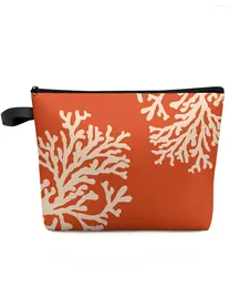 Kosmetiktaschen, Koralle, Orange, Make-up-Tasche, Reiseutensilien, Damen-Toiletten-Organizer, Kinder-Aufbewahrung, Federmäppchen