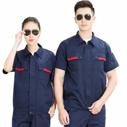 anti-static Working Uniform 2023summer Thin Short Sleeve Men Women Electrician Factory Workshop Mechanical Coveralls Repairman w1oh#