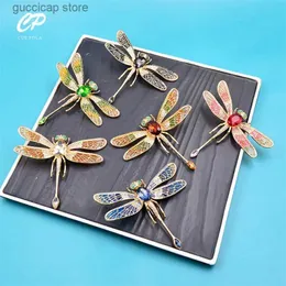 Pins Brooches Empty window enamel drip oil large size dragonfly brooch insect pin rhinestone corsage windbreaker accessories female multicolor Y240329