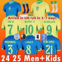 23 24 25 Brasil Soccer Jerseys Camiseta de Futbol Paqueta Raphinha Football Shirt Maillots Marquinhos Vini Jr Brasil Richarlison kostym för pojkar och barn Neymar 10