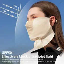 Bandanas respirável feminino protetor solar máscara ao ar livre anti-uv condução equitação rosto lenço de cabeça com fivela ajustável