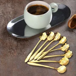 Zestawy naczyń stołowych 8pcs mieszanie przyborów łyżki sztućce wielofunkcyjne stali nierdzewne kawa kwiatowa kawiarni na imprezę barowy cukier domowy
