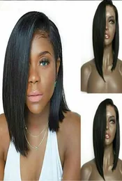 Short Bob Style Lace Front Human Hair Wig 1030039039 Straight Middle Side Part Wig Glueless Full Lace Wig With Baby Ha2152911