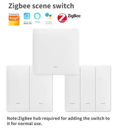 Kontrollera Tuya Zigbee GRATIS PLASTING 9 SCENE SWITCH TUYA ZIGBEE SMART SWITCH Support Alexa Google Home Free Wiring Smart Life App Automation