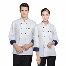 lg Sleeve Kochjacke Restaurant Küche Kochuniform Hotel Profial Kochkleidung Bäckerei Kellner Arbeitskleidung Hemd H6EL #