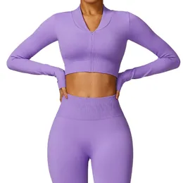 Lu Align Camisetas Sereia Curva Inverno Mens Apertado Sem Costura Jaqueta de Yoga de Manga Comprida com Zíper Secagem Rápida Terno de Fitness Feminino Jaqueta Esportiva de Corrida Lemon Sports 20