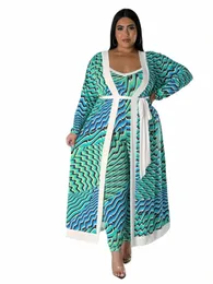 WMSTAR Plus Size Dr Set 2 Piece Outfits Slip Maxi Dres Out Wear Coat Cloak Sexig Matching Fall Wholesale Dropship G1D4#