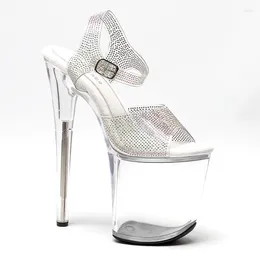 Sandálias Leecabe 20cm/8inch Sexy Pole Dance Crystal Show Stripper Heels Clear Shoes Mulheres Plataformas Alta 1L
