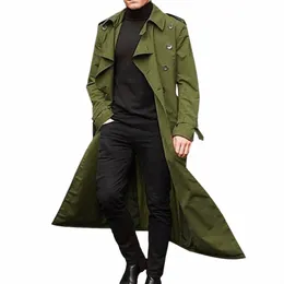 Windbreaker LG Slim Men Trench płaszcz z podwójną klapą wiatrówkę wiatrówkę samca Fi Autumn Winter Coat LG