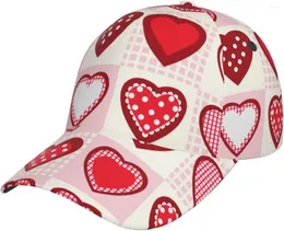 Boll Caps Valentine's Day Red Hearts Baseball Cap justerbar snapback pappa hatt för kvinnliga män