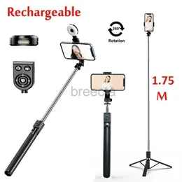 Monopiedi per selfie 1,75 M Ricaricabile Lungo Esteso Bluetooth Wireless Selfie Stick Live Broacast Stream Supporto per treppiede Smartphone pieghevoli 24329