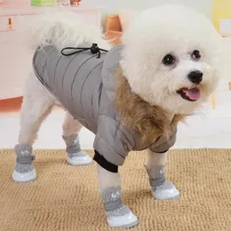 Hundebekleidung, Wintermantel mit Wolle und dicker Teddy-Pomeranian-Vierbeiner, gepolsterte Jacke, warme Daunenjacke