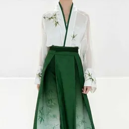 Ma mian kjol sommaren förenklad och förbättrad sångdynasti Hanfu ny kinesisk stil Han Yuan Silk Double Breasted National Four tårar tre veck