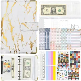 Marble Money Budget Planner Binder Zipper Envelopes Cash With Inner Paper For Budgeting Organizer Binde