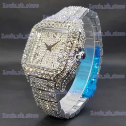 Other Watches Dropshipping Quartz Mens es Luxury Fashion Diamond With Calendar Hip Hop Full Iced Out es For Male Reloj Hombre T240329