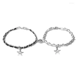 Charm Bracelets Couple Fashion Magnetic Matching Wristbands Pendant Braid Rope Bangles Trendy Design Wrist Jewelry Drop Ship