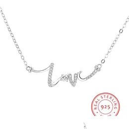 Collane con ciondolo Collana d'amore personalizzata Collana con lettera in zircone sterling 925 sterling per pendenti con consegna a goccia Dhh0E