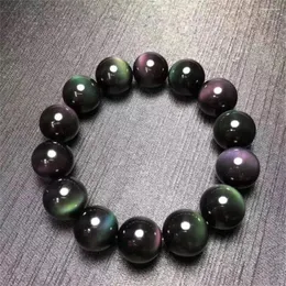 Link Bracelets Natural Rainbow Obsidian Bracelet For Women Fashion Summer Dopamine Charm Jewelry Accessories 1PCS 8/10/12/14/16MM